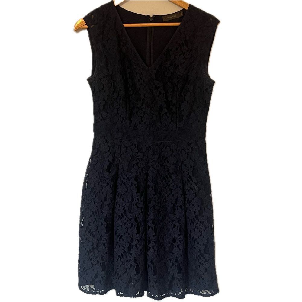 The Limited Lace Sleeveless Midi Dress Navy Large